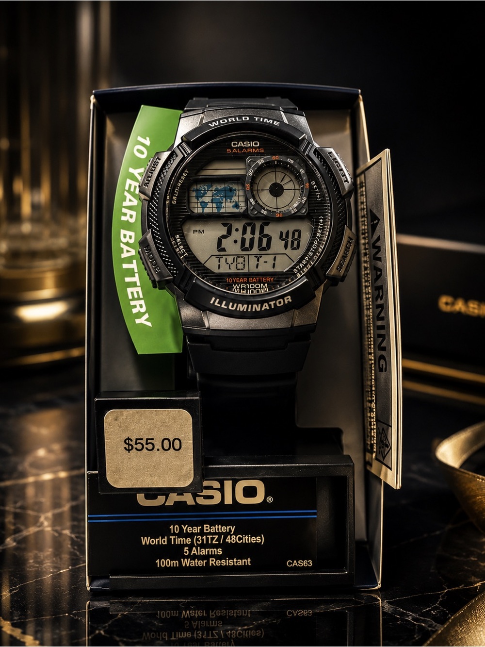 Casio Digital Illuminator Watch - Black